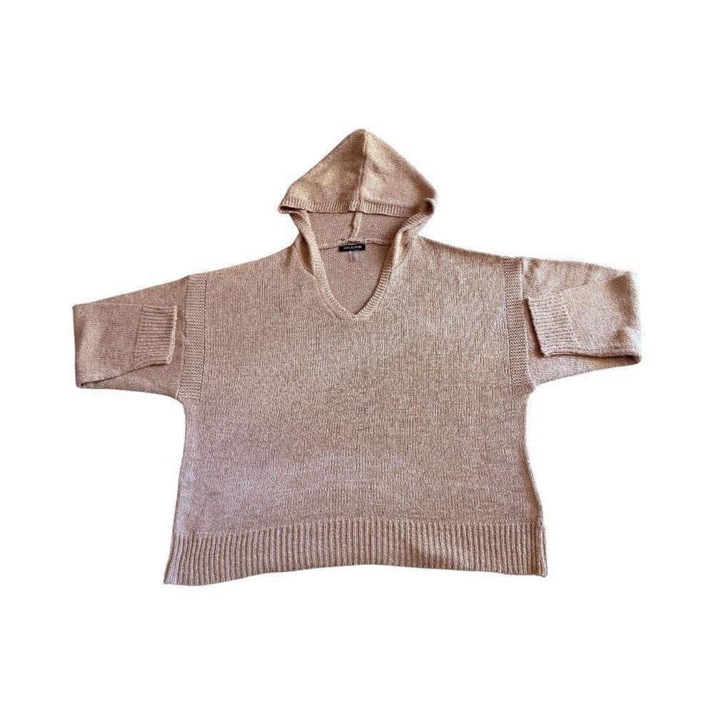 Cable & Gauge Womens 2X Tan Textured Knit Sweater With Hood